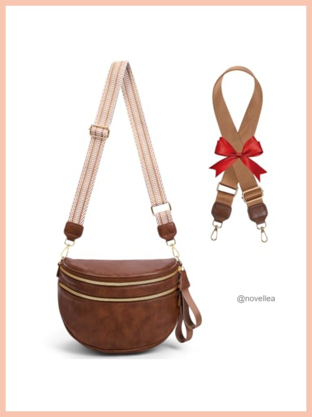 Vegan Leather Bum Bag with 2 Straps Large Crossbody Sling Handbag Travel